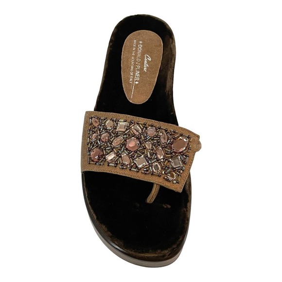 DONALD J Pliner Fifi Brown Velvet Bedazzled Platform Slide Women’s Size 9.5 - Picture 6 of 9